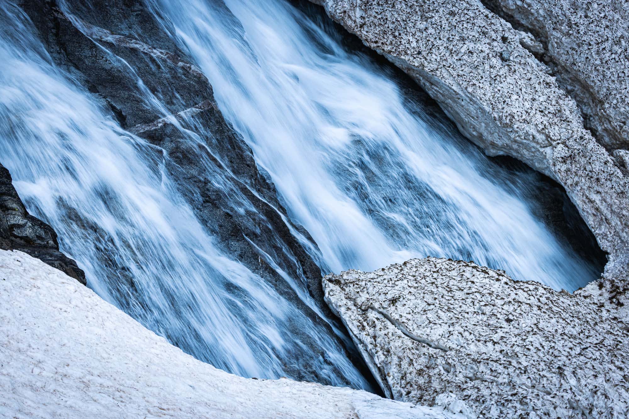 Rushing streams and unstable snow bridges