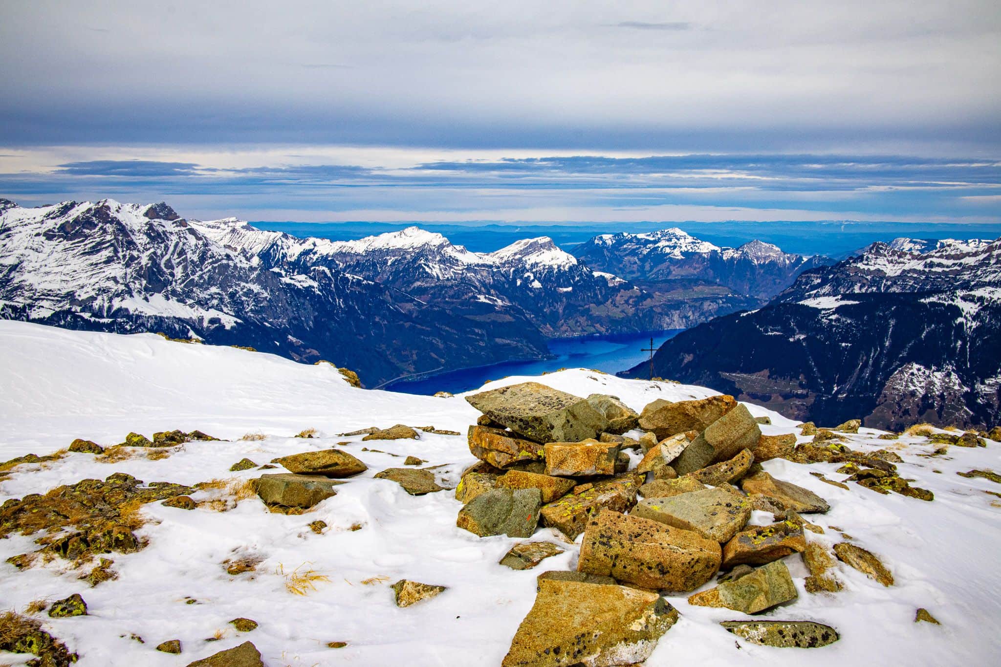 Deep views of Lake Lucerne, which is over 2000 metres lower.