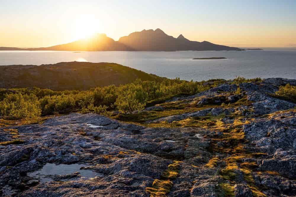 Midnight sun on the Lofoten Islands