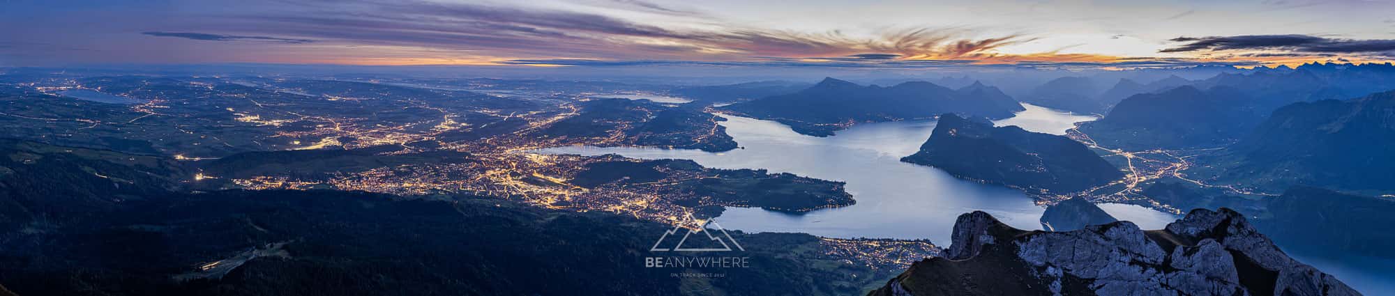 Panorama of Lucerne and Lake Lucerne from Mount Pilatus
