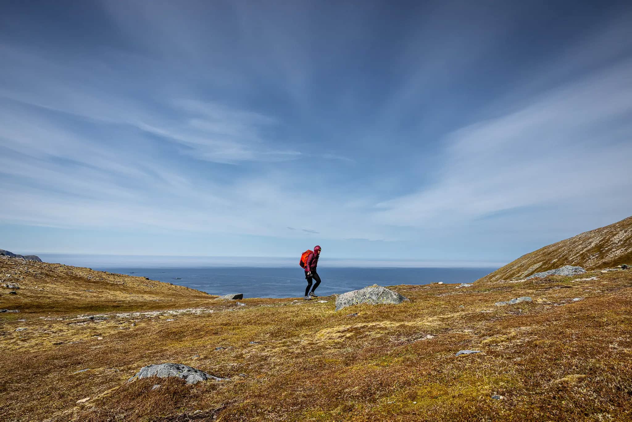 Sun and wind - it can get quite cold on the Lofoten Islands even in summer